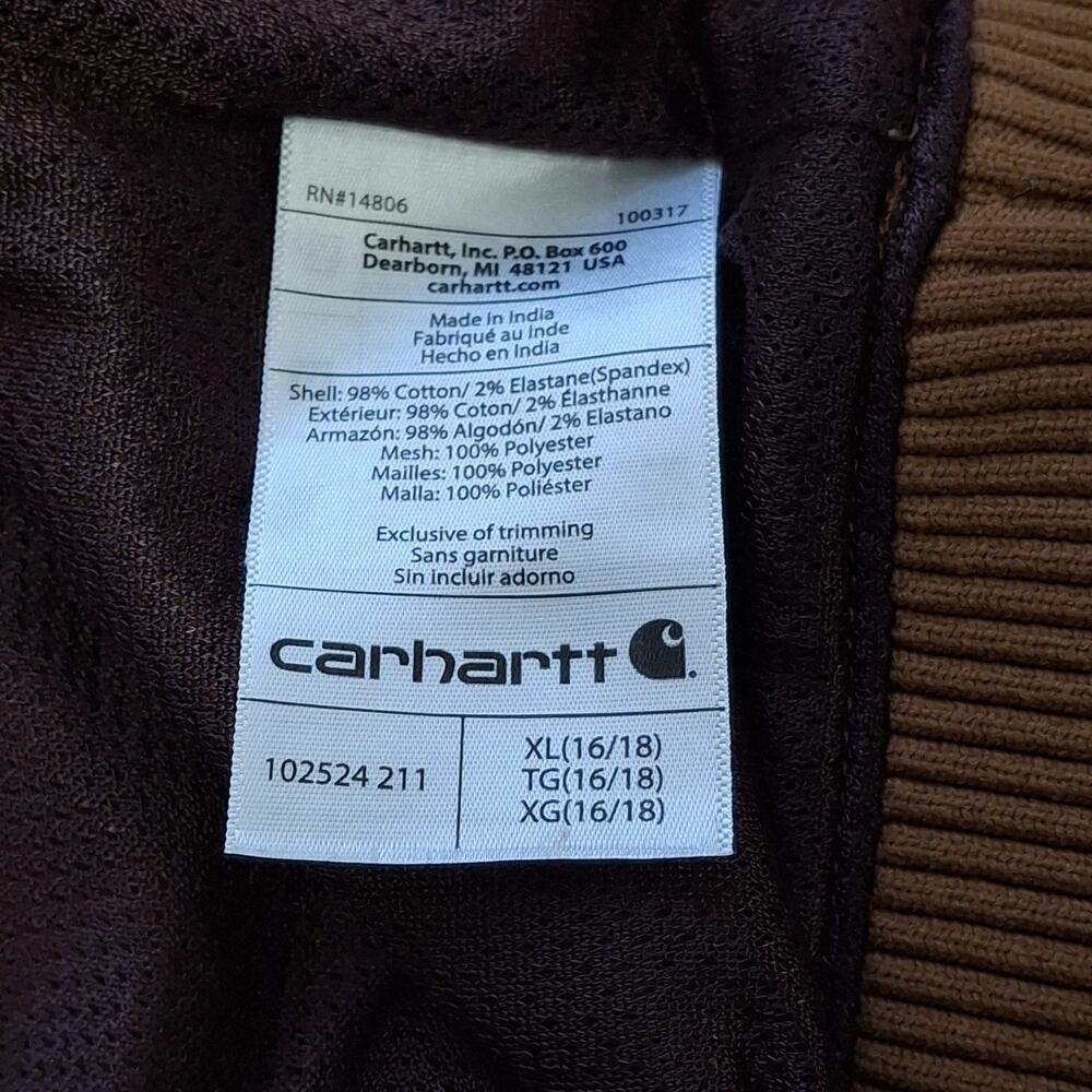 Carhartt Women’s Jacket Brown Crawford Canvas Bomber XL 16/18 Full Zip Relaxed - Picture 6 of 7